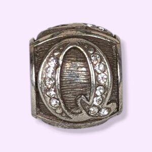 (2/$20) Brighton Letter "Q" Crystal Alphabet Spacer Bead Charm